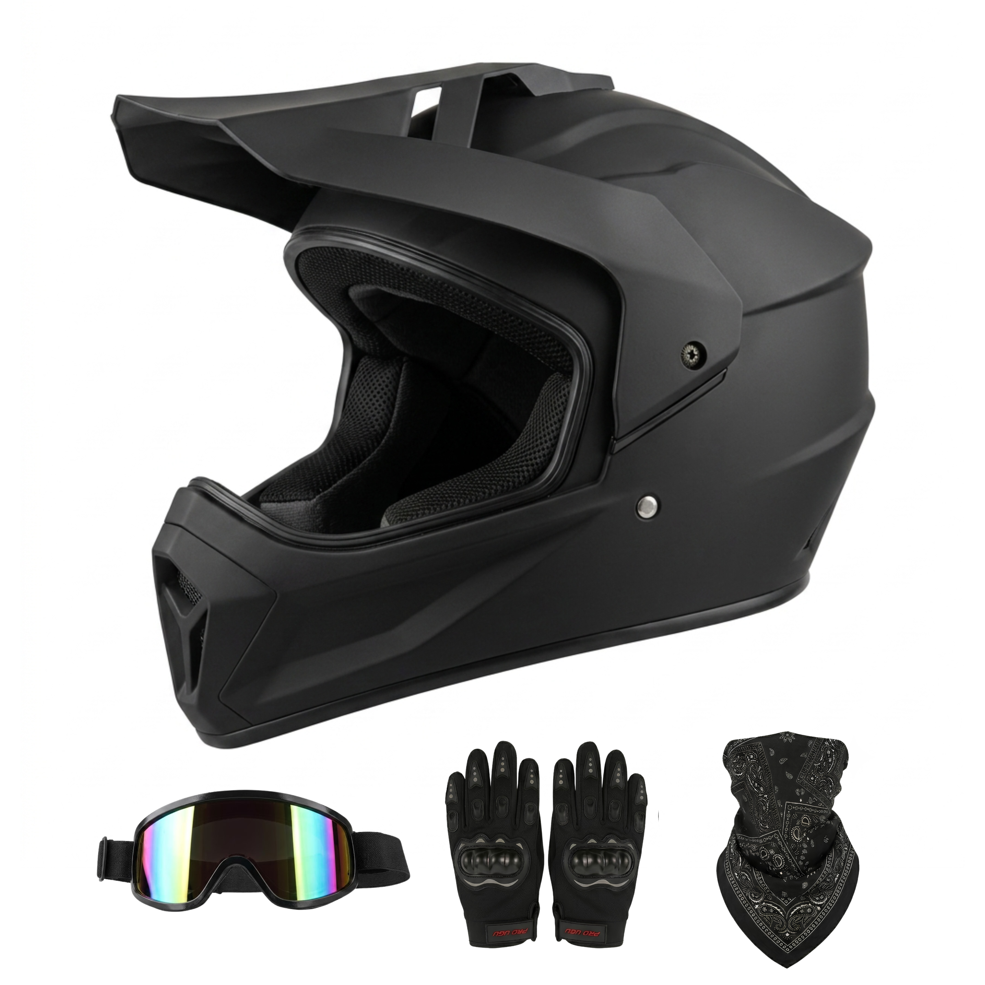 Kit casque intégral noir mat