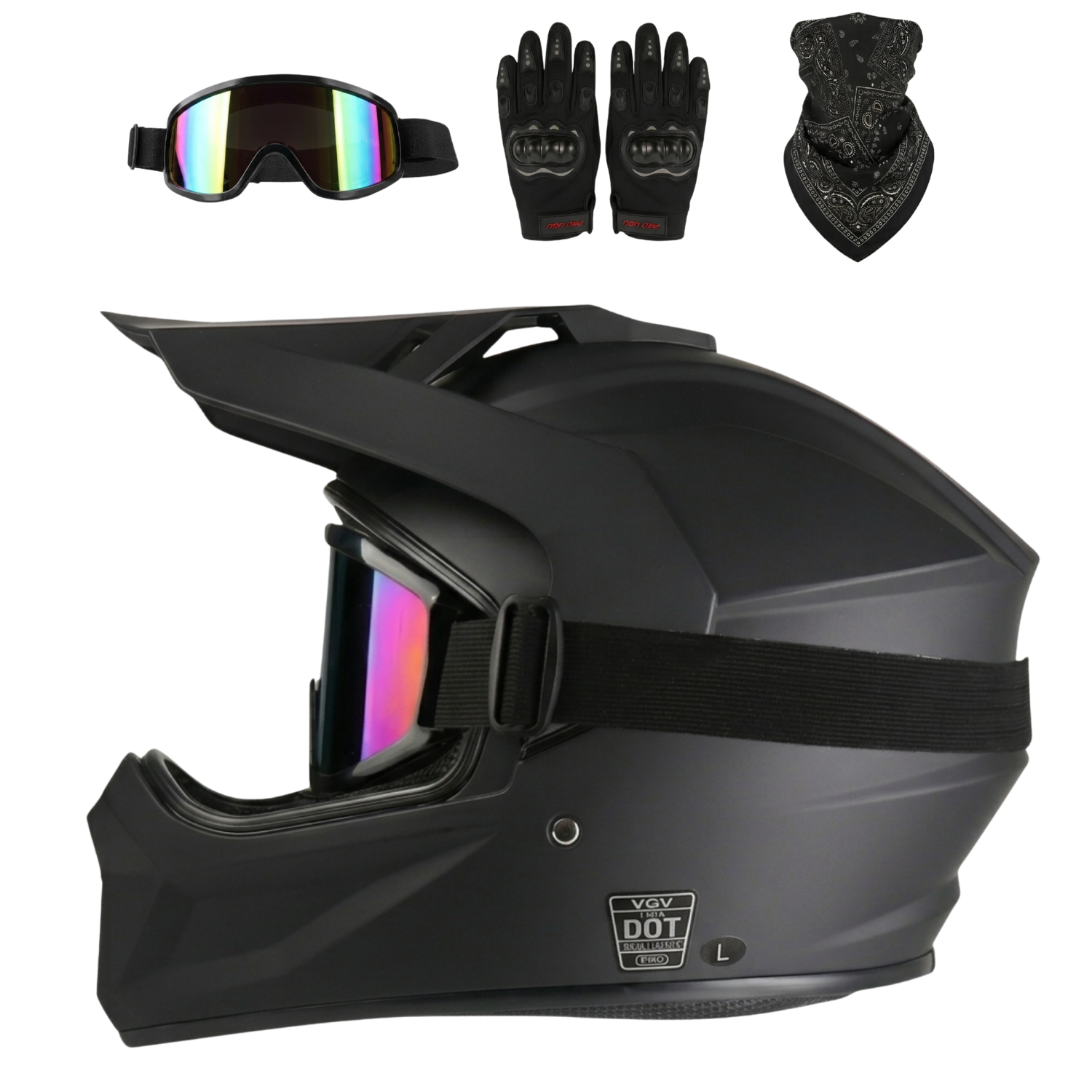 Kit casque intégral noir mat