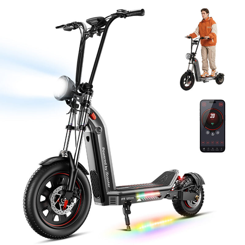 Trottinette électrique tout-terrain iScooter F7Ultra 1500W avec un couple maximal de 38,5 N·m