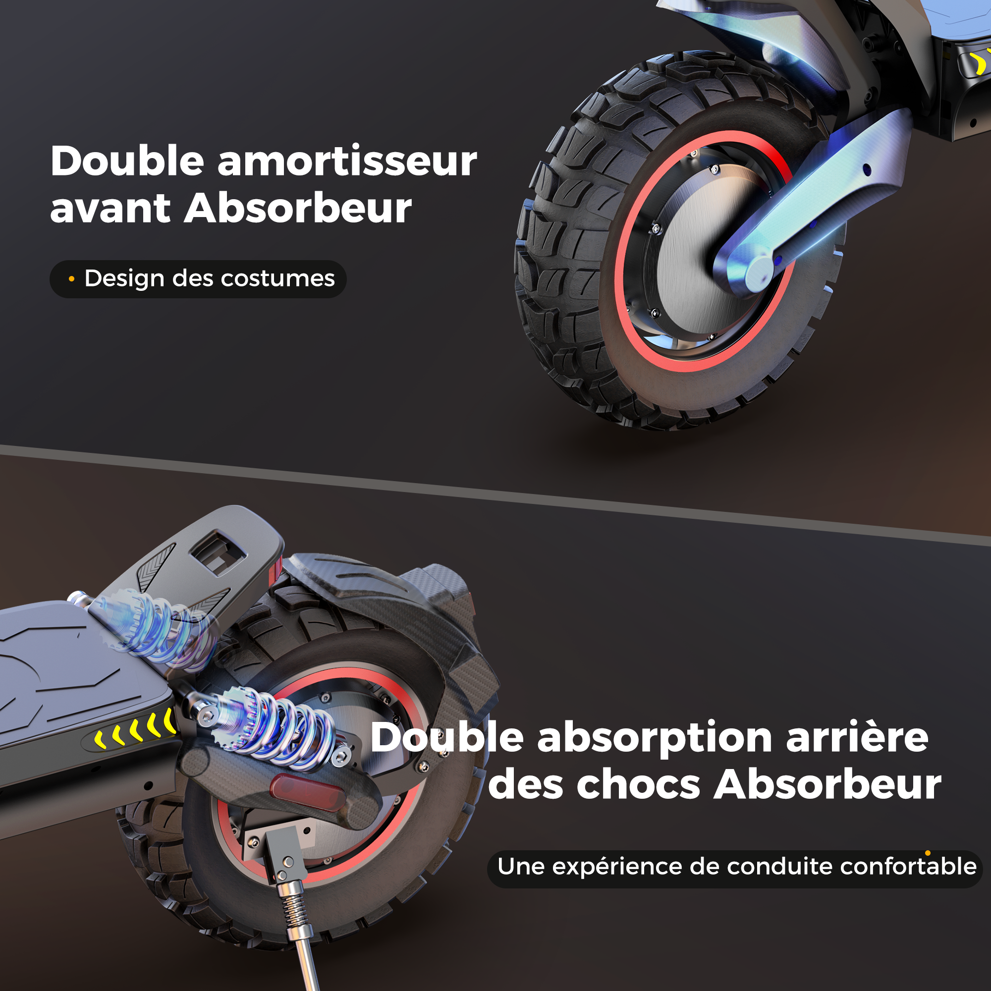 iScooter iX7Pro 2000W Trottinette électrique tout terrain avec application dédiée