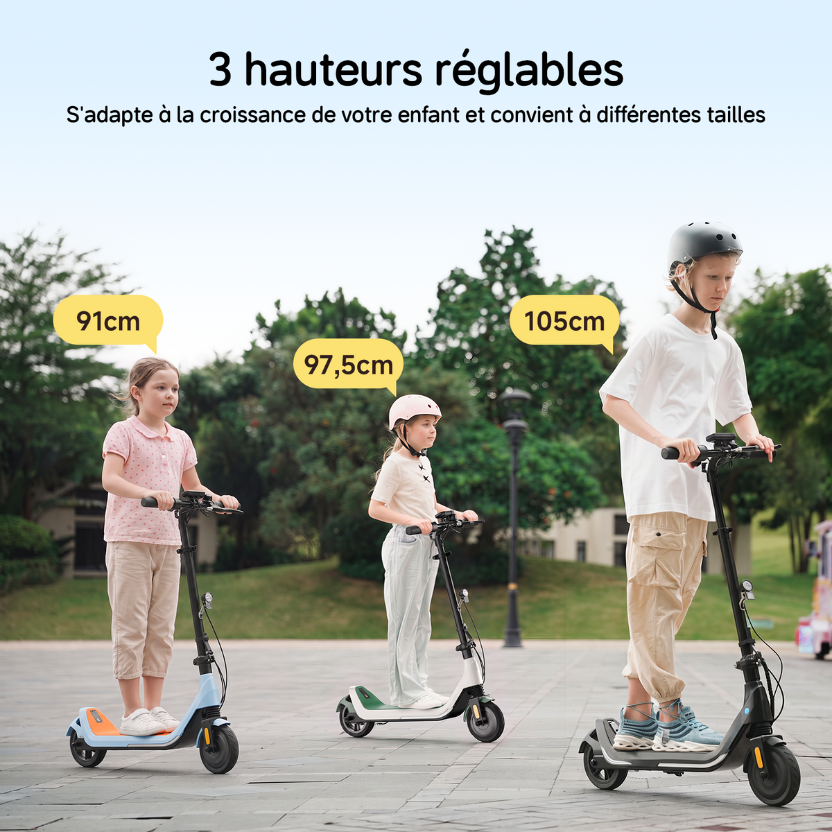Trottinette électrique enfant iScooter iK5 à hauteur réglable, avec Bluetooth et contrôle via application mobile