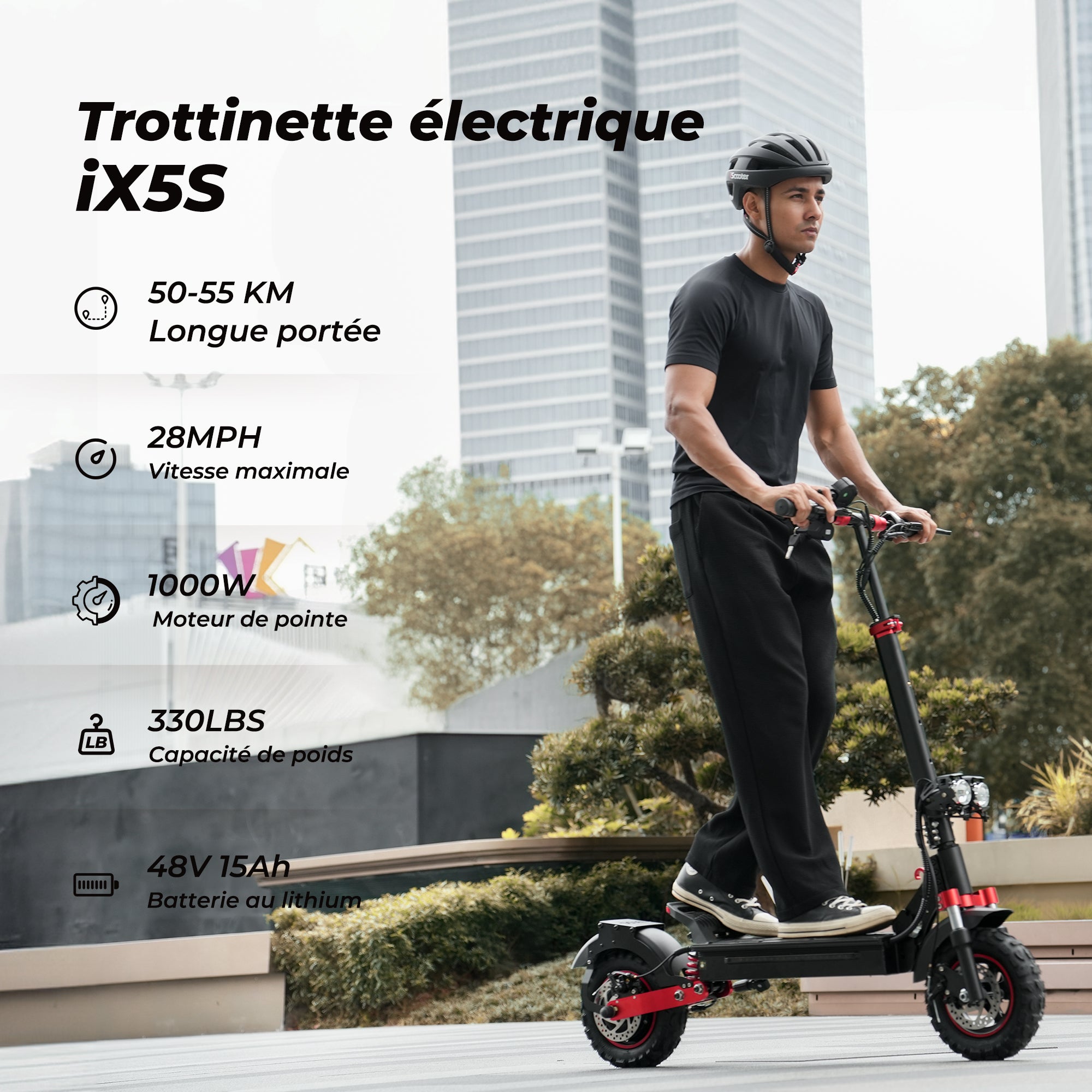 iScooter iX5S 1000W Trottinette Électrique Tout-Terrain