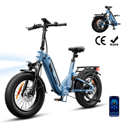 EB8 Vélo Électrique Pliant 20" à Pneus Fat Bike avec Capteur de Couple