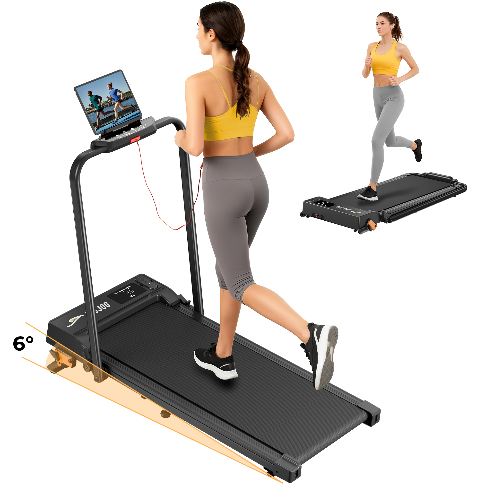 JT52 2-en-1 Tapis de course avec inclinaison