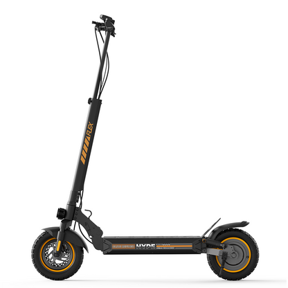 W9 Air scooter with a sleek black frame, orange accents, and bold deck text. The design emphasizes modern style, sturdy build, and eco‑friendly urban mobility, making it a smart choice for city riding.