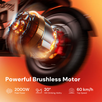 iScooter DX5Pro – Trottinette électrique 2000 W avec siège et grand panier