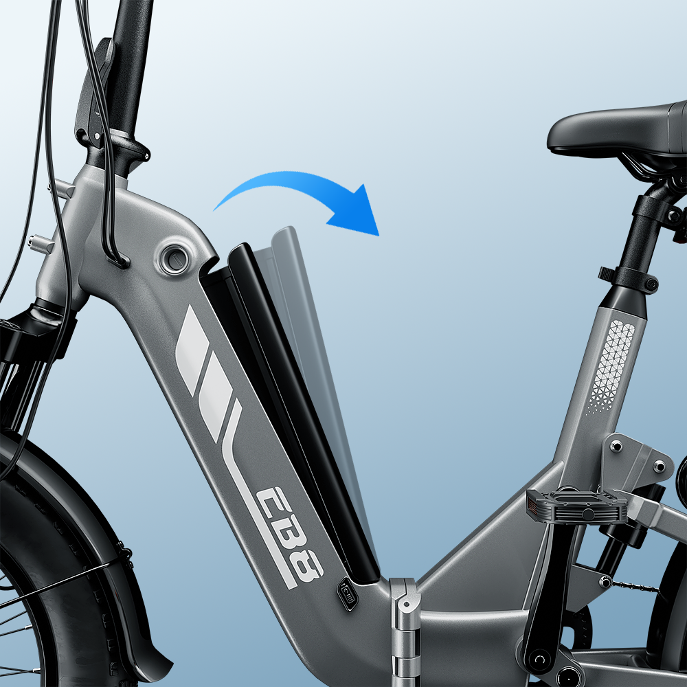 EB8 Vélo Électrique Pliant 20" à Pneus Fat Bike avec Capteur de Couple