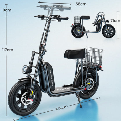 iScooter F7 – Trottinette électrique avec siège et panier amovible