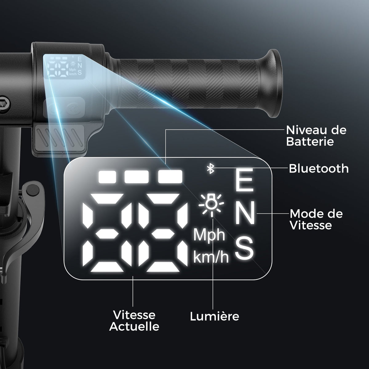 iScooter iK3Max Trottinette électrique pour enfants avec lumières LED