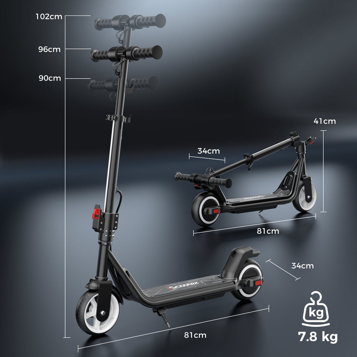 iScooter iK3Max Trottinette électrique pour enfants avec lumières LED