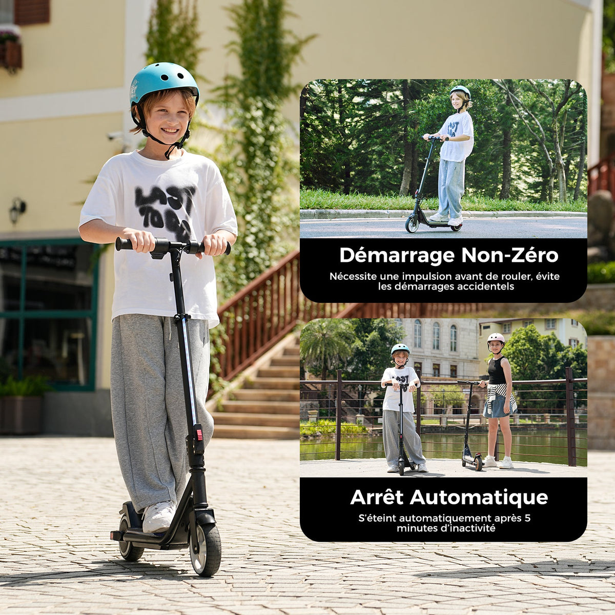 iScooter iK3Max Trottinette électrique pour enfants avec lumières LED